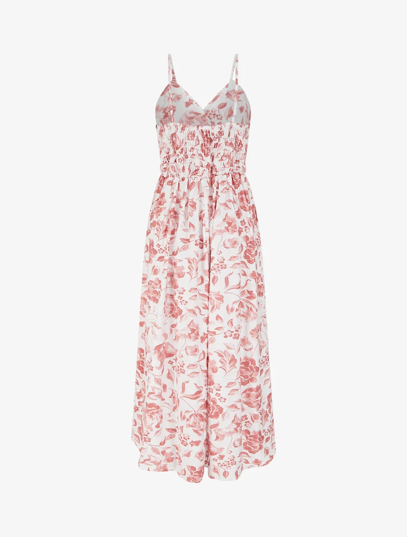 Langes Kleid mit Rosenmuster - Rose