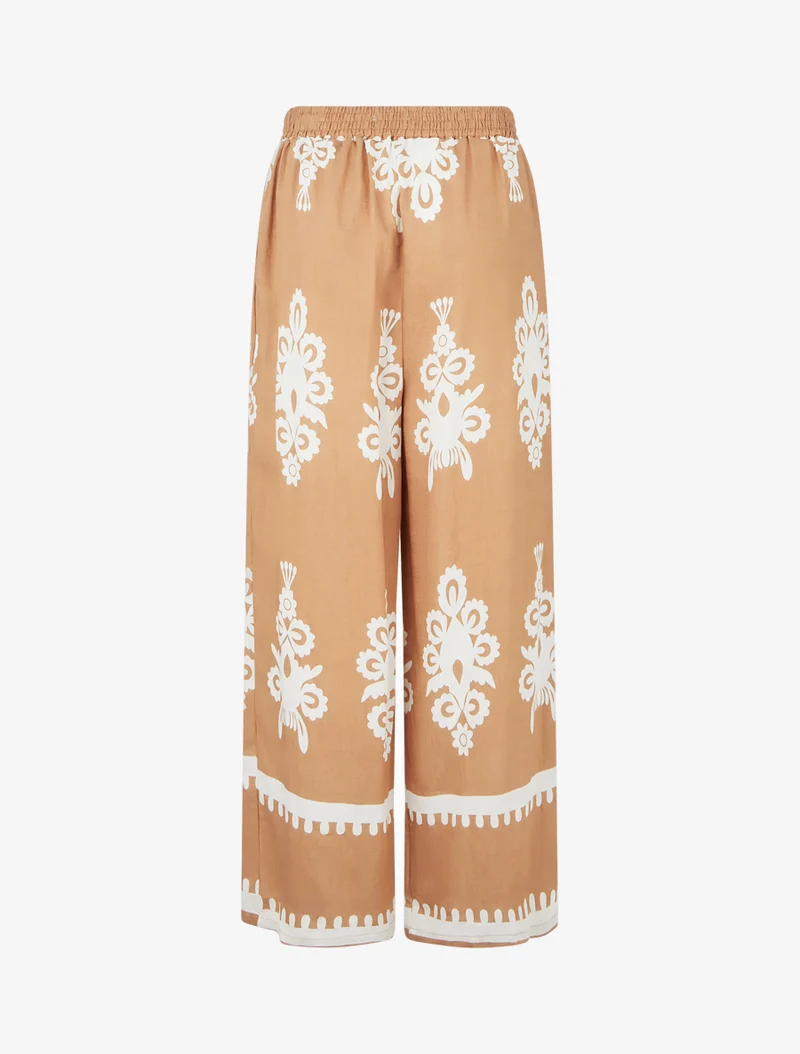 Weite Hose mit Arabeskenmuster - Kamel
