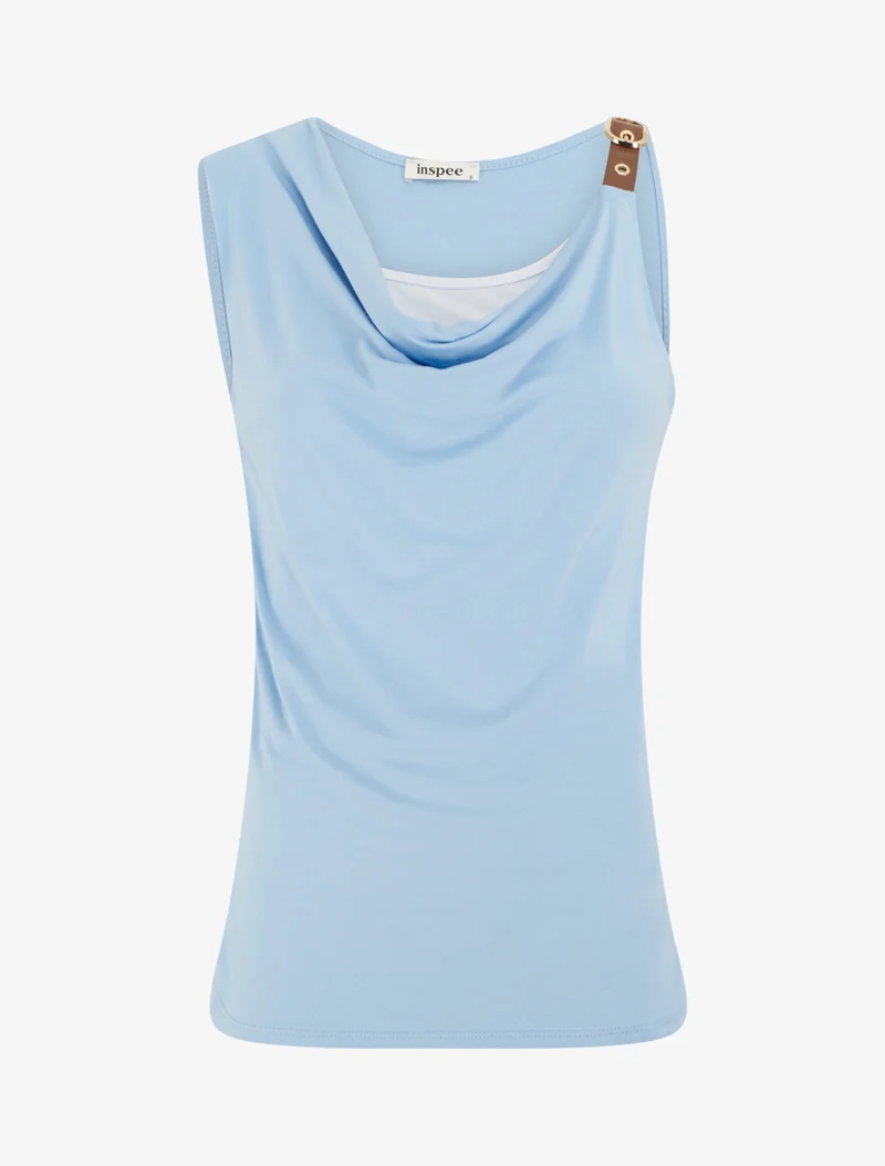 Trägertop aus Kunstleder - Himmelblau