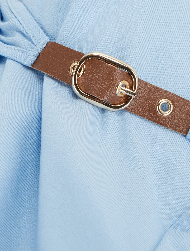 Trägertop aus Kunstleder - Himmelblau