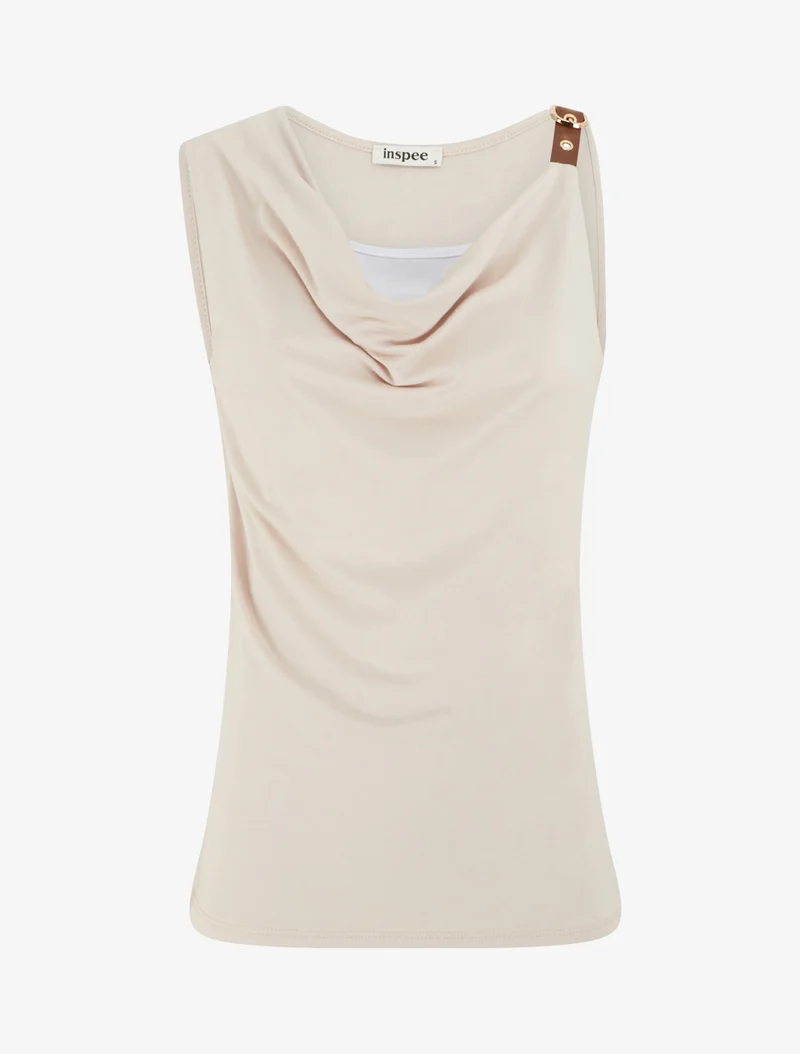 Trägertop aus Kunstleder - Beige