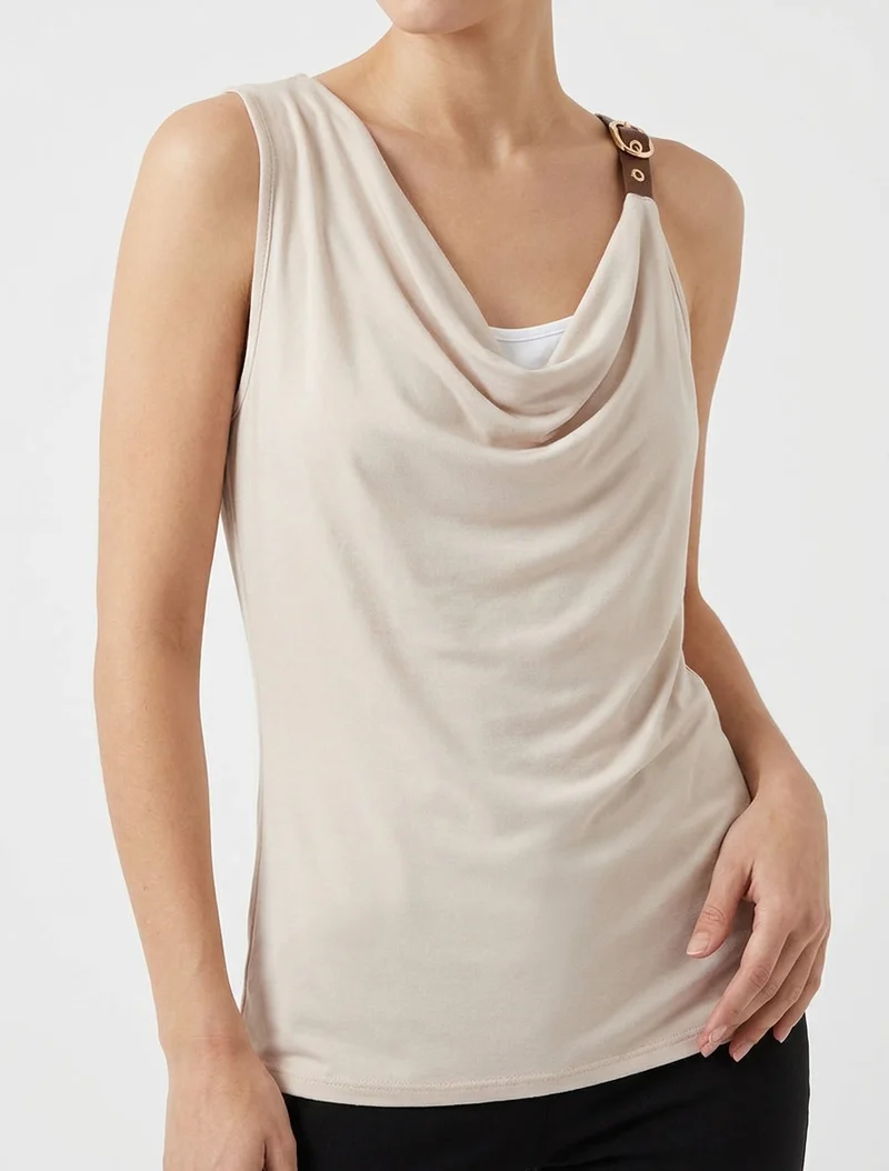 Trägertop aus Kunstleder - Beige