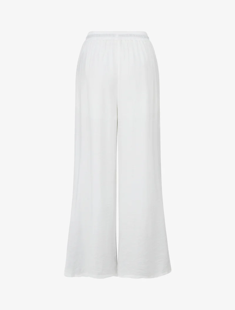 Bestickte Hose mit elastischem High-Waist-Bund - Weiß