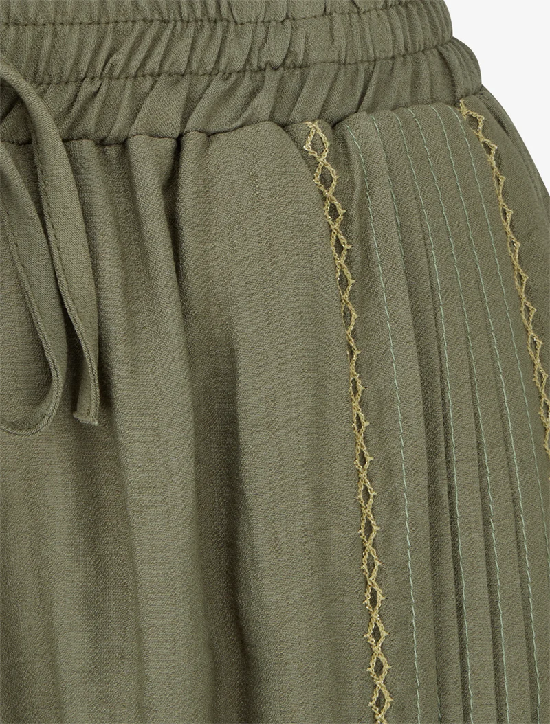 Weite Hose mit Faltendetail - Kaki
