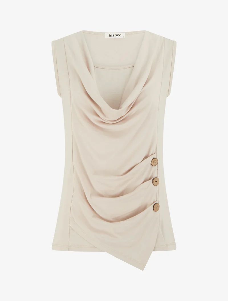 Ärmelloses Top mit Rundhalsausschnitt - Beige