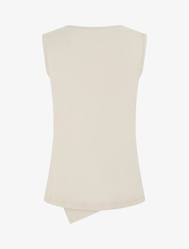 Ärmelloses Top mit Rundhalsausschnitt - Beige