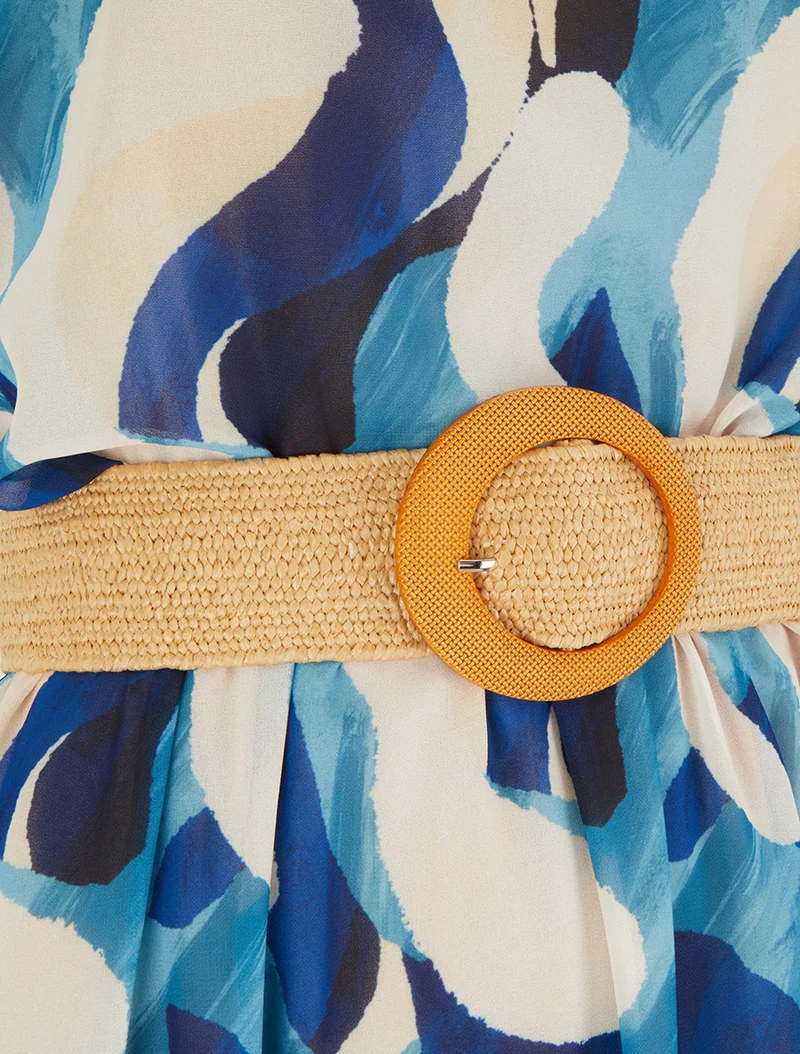 Kleid mit Flügelärmeln und Fantasiemuster. - Marine