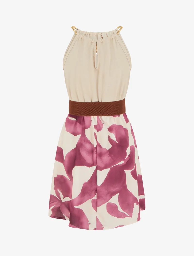 Kleid mit Kettenträgern und grafischem Druck - Lila
