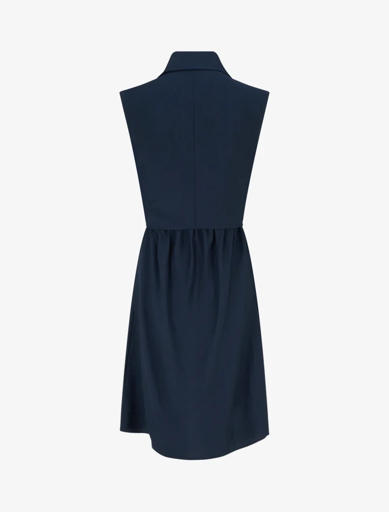 Ärmelloses Hemdkleid mit Bindebändern - Marine