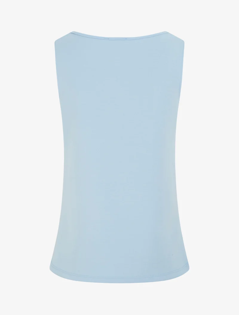 Ärmelloses Top mit Wasserfallausschnitt und Schmuck - Himmelblau