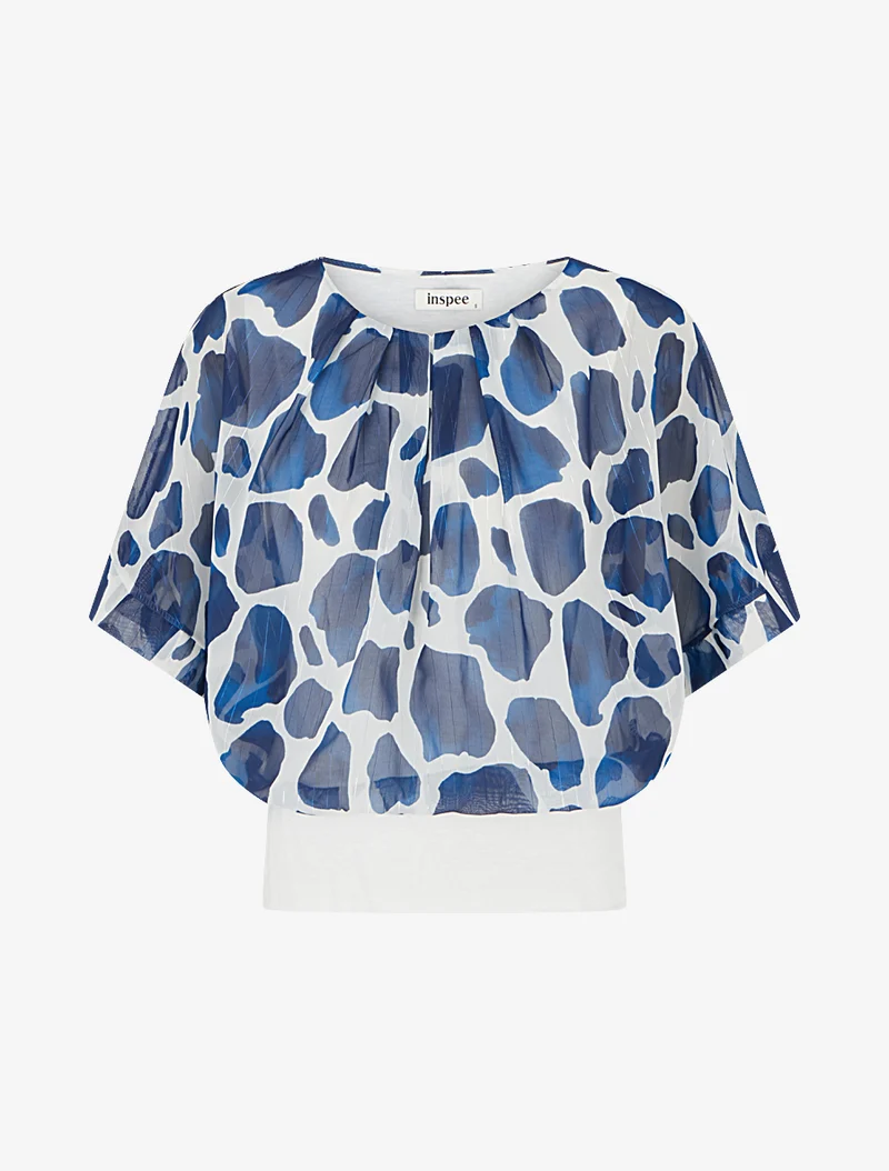 Giraffen-Print-Top mit irisierenden Streifen - Marine