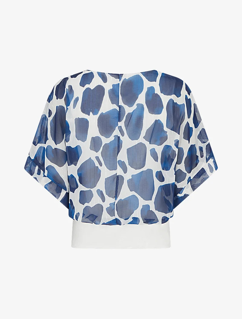 Giraffen-Print-Top mit irisierenden Streifen - Marine