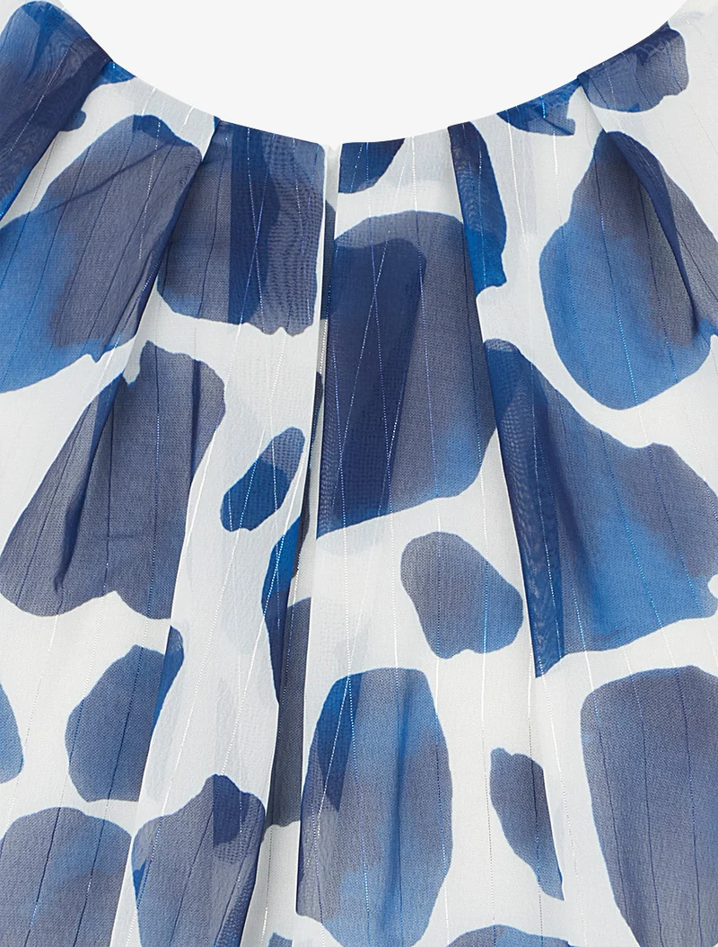 Giraffen-Print-Top mit irisierenden Streifen - Marine