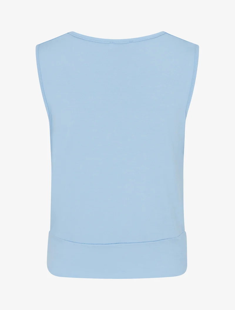 Strassbesetztes Top mit Schmuckeinsatz - Himmelblau