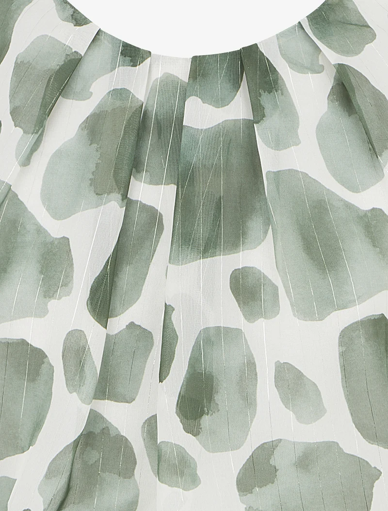 Giraffen-Print-Top mit irisierenden Streifen - Kaki