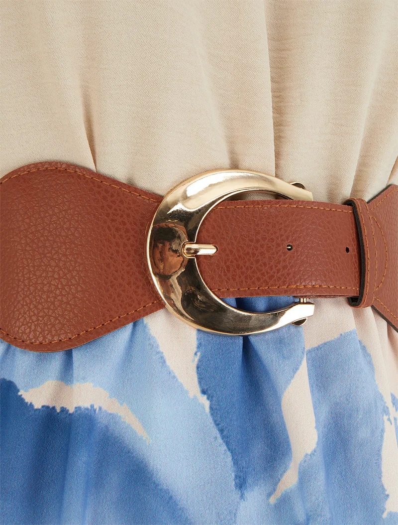Kleid mit Kettenträgern und grafischem Druck - Himmelblau