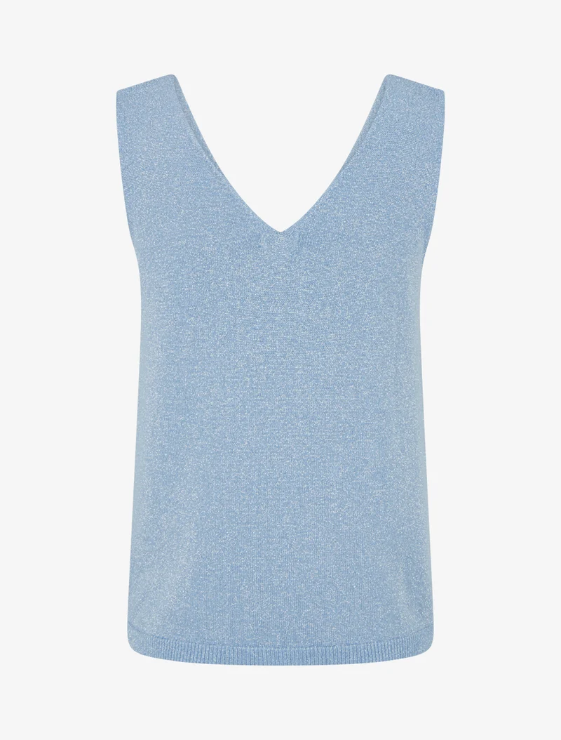 Ärmelloses schimmerndes Top - Himmelblau