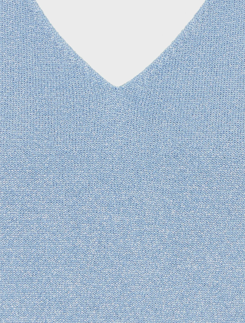 Ärmelloses schimmerndes Top - Himmelblau
