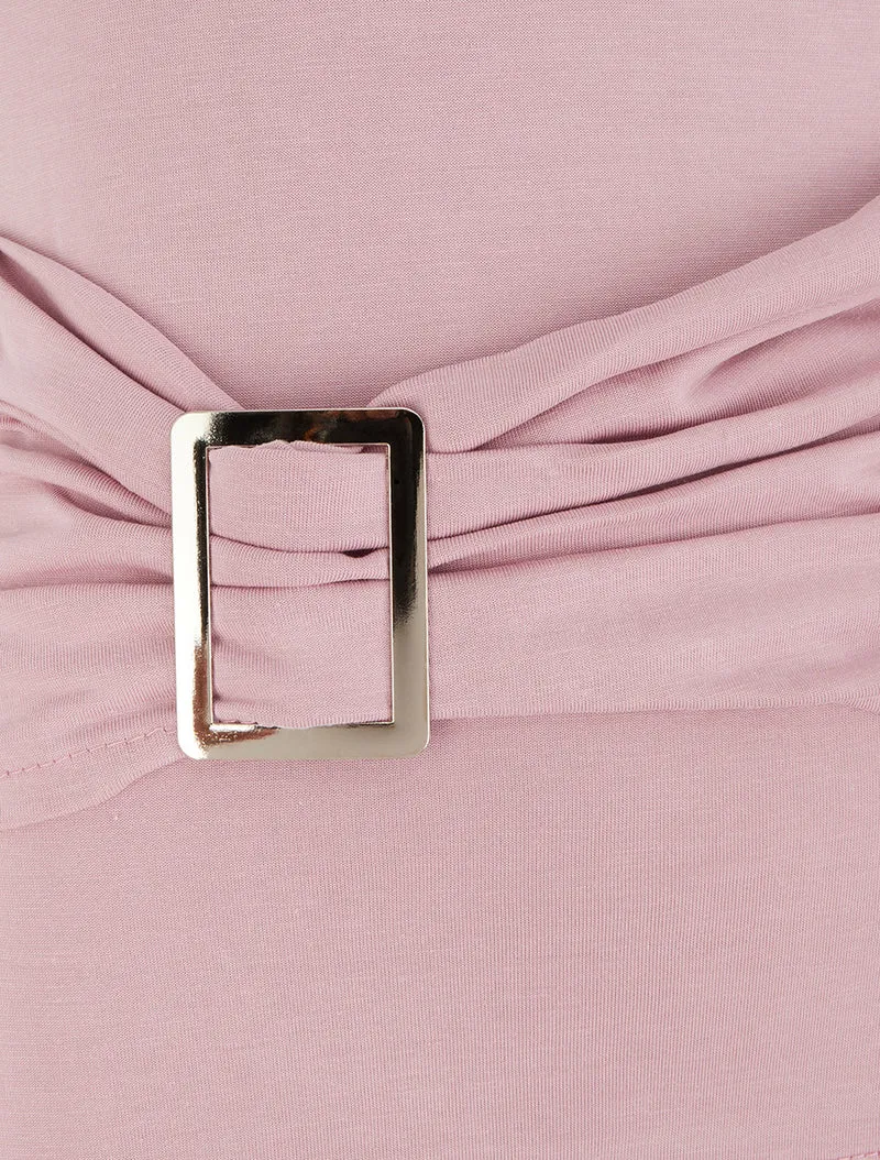 Rundhals-Top mit Schmuckbesatz - Rose