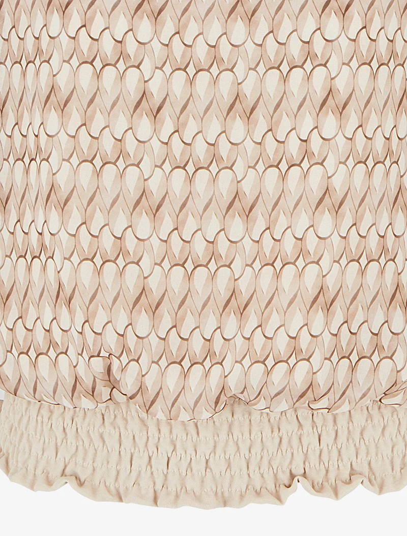 Bedrucktes Oberteil mit Fledermausärmeln - Beige