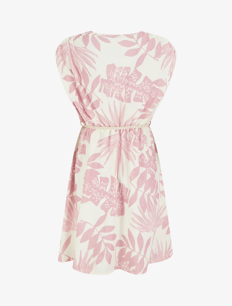 Ärmelloses Midikleid mit tropischem Druck - Rose