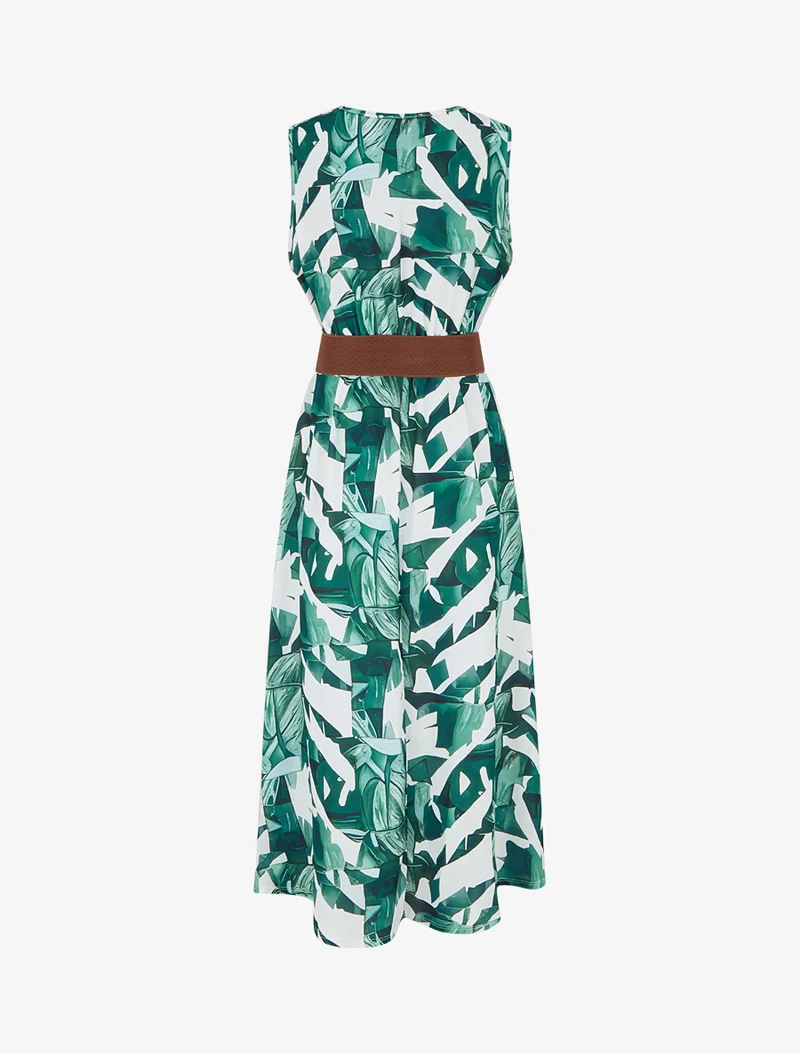 Ärmelloses Kleid mit Fantasiemuster - Grün
