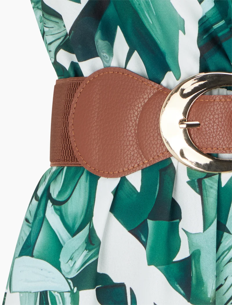 Ärmelloses Kleid mit Fantasiemuster - Grün