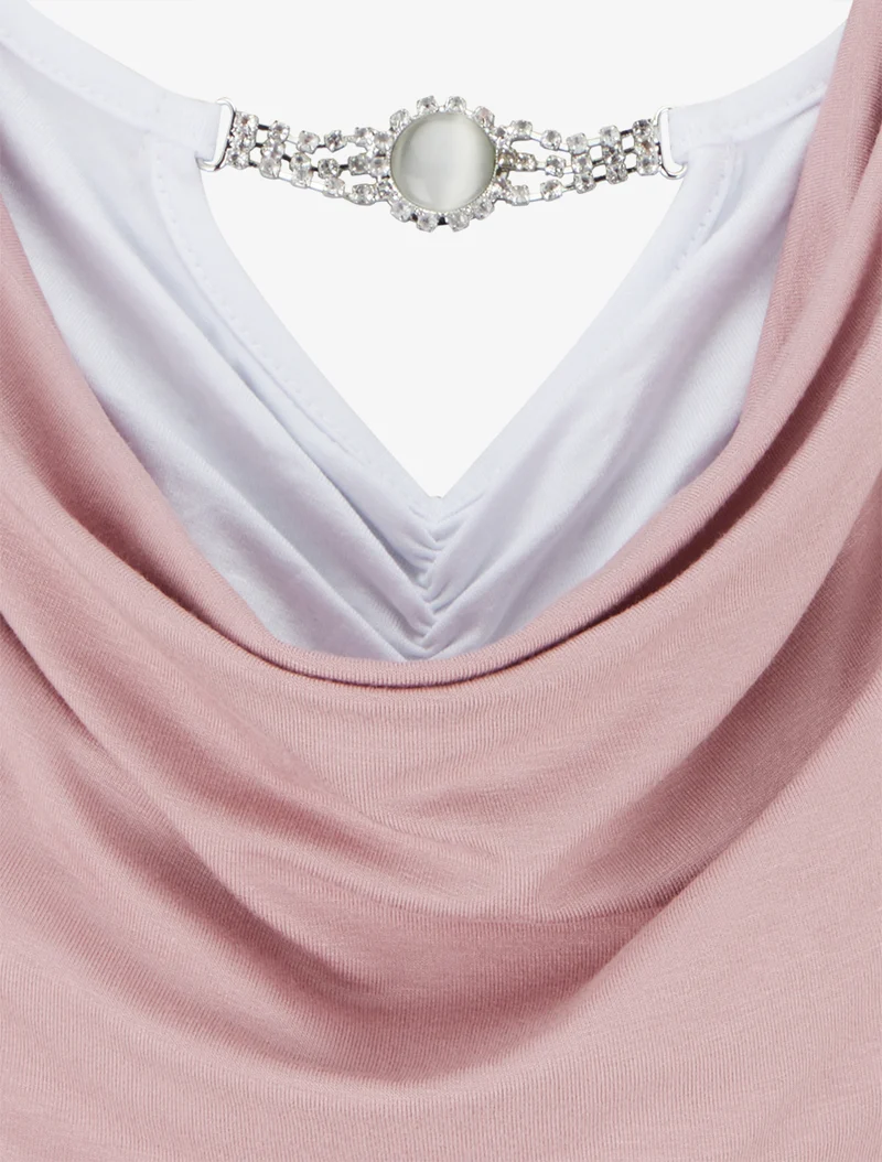 Ärmelloses Top mit Schmuck-Überlappungseffekt - Rose