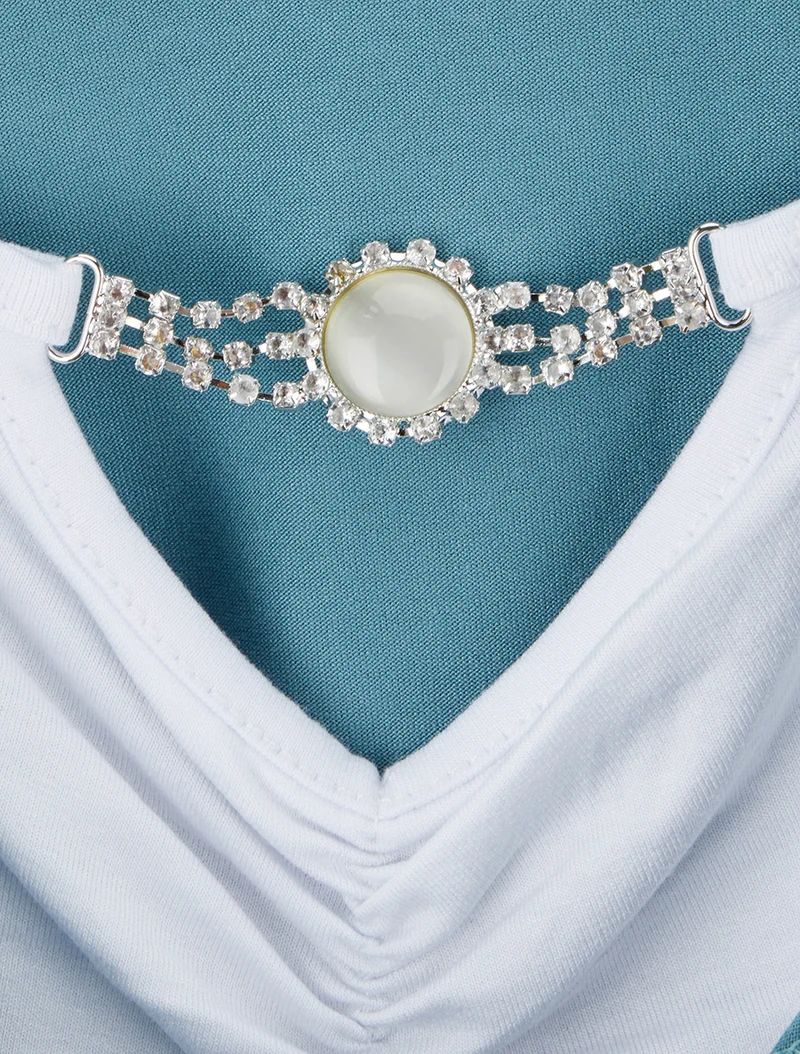 Ärmelloses Top mit Schmuck-Überlappungseffekt - Hellblau