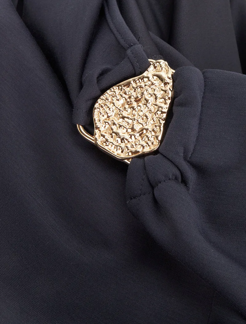 Ärmelloses Oberteil mit strukturiertem Schmuck. - Mitternachtsblau