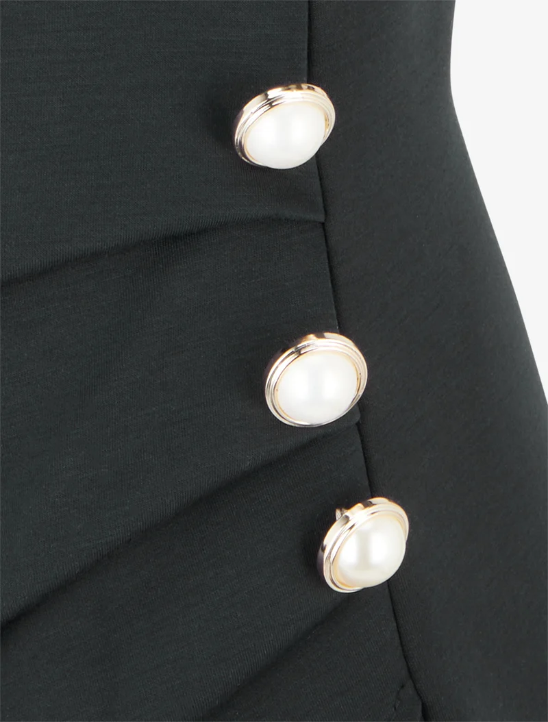 Figurbetontes Kleid mit dekorativen Knöpfen - Schwarz