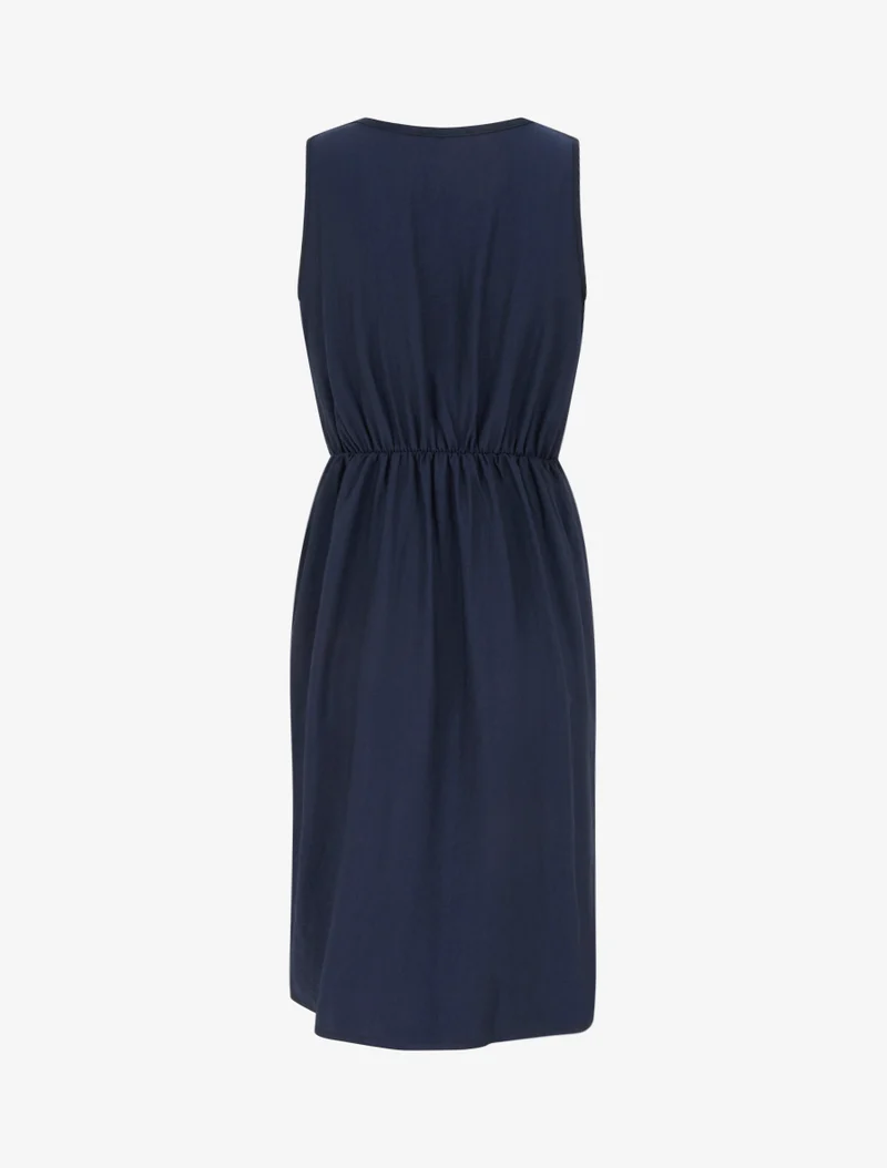 Langes einfarbiges Kleid mit Kettendetail - Marine