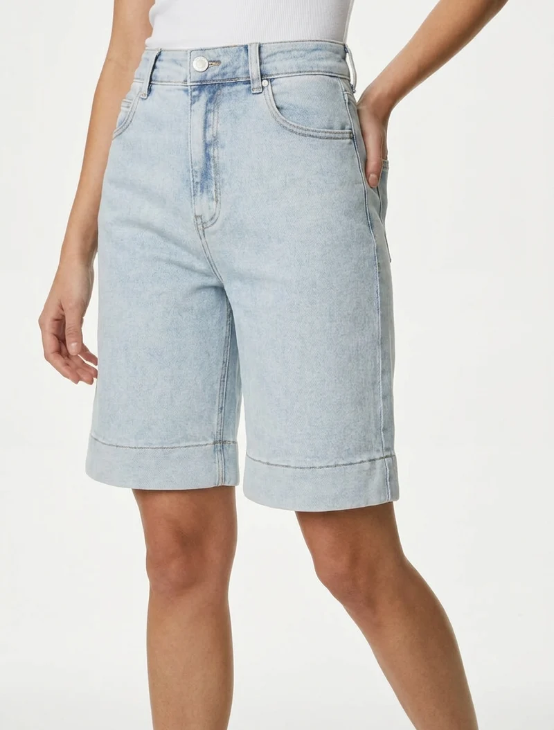 Gerade Jeans-Bermuda - Blau
