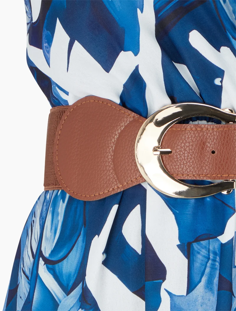Ärmelloses Kleid mit Fantasiemuster - Marine