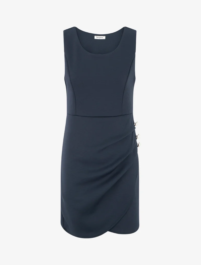 Figurbetontes Kleid mit dekorativen Knöpfen - Marine