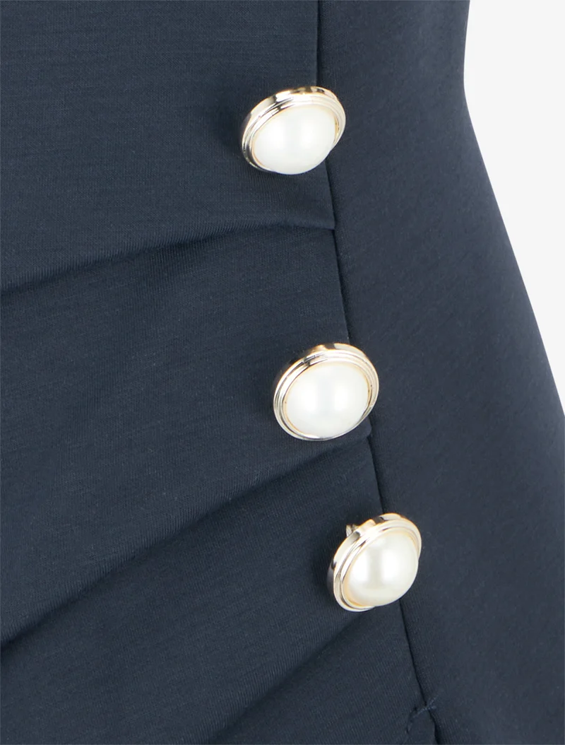 Figurbetontes Kleid mit dekorativen Knöpfen - Marine