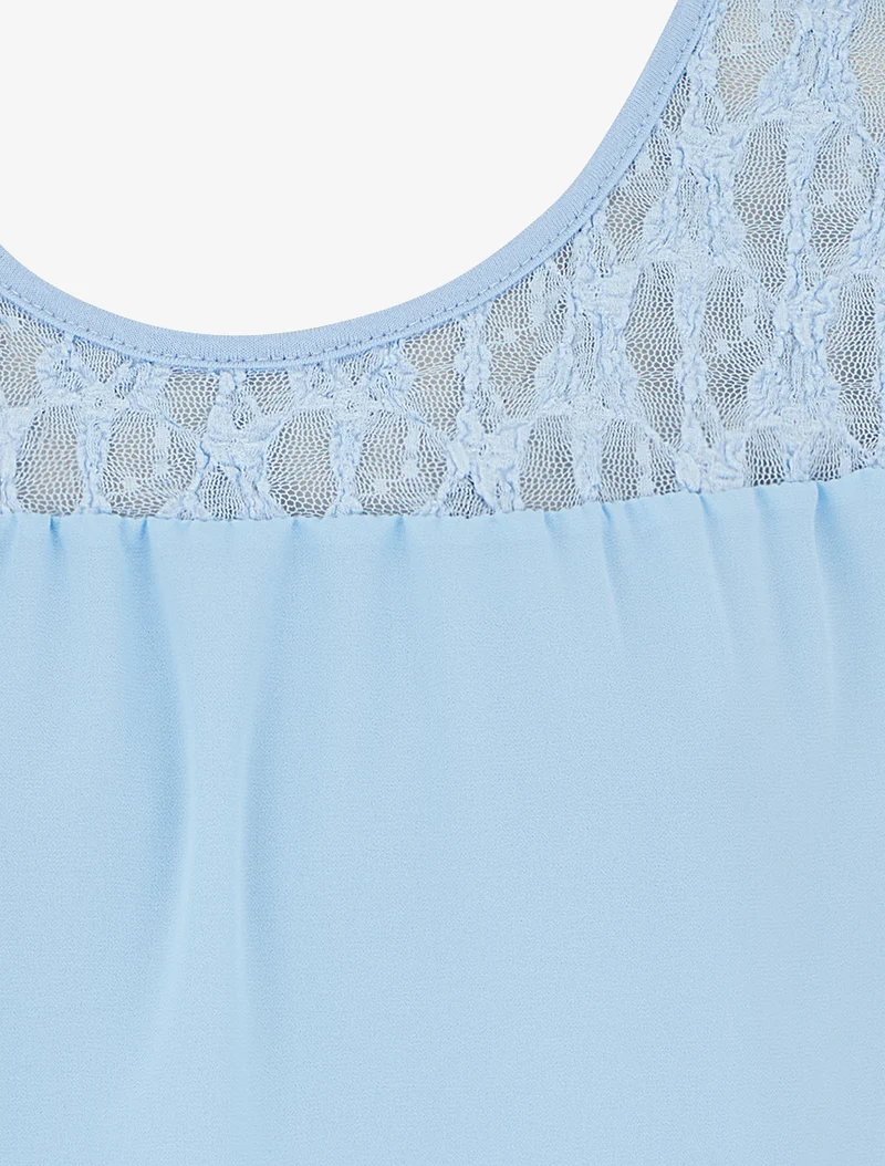 Ärmelloses Spitzen-Top - Himmelblau