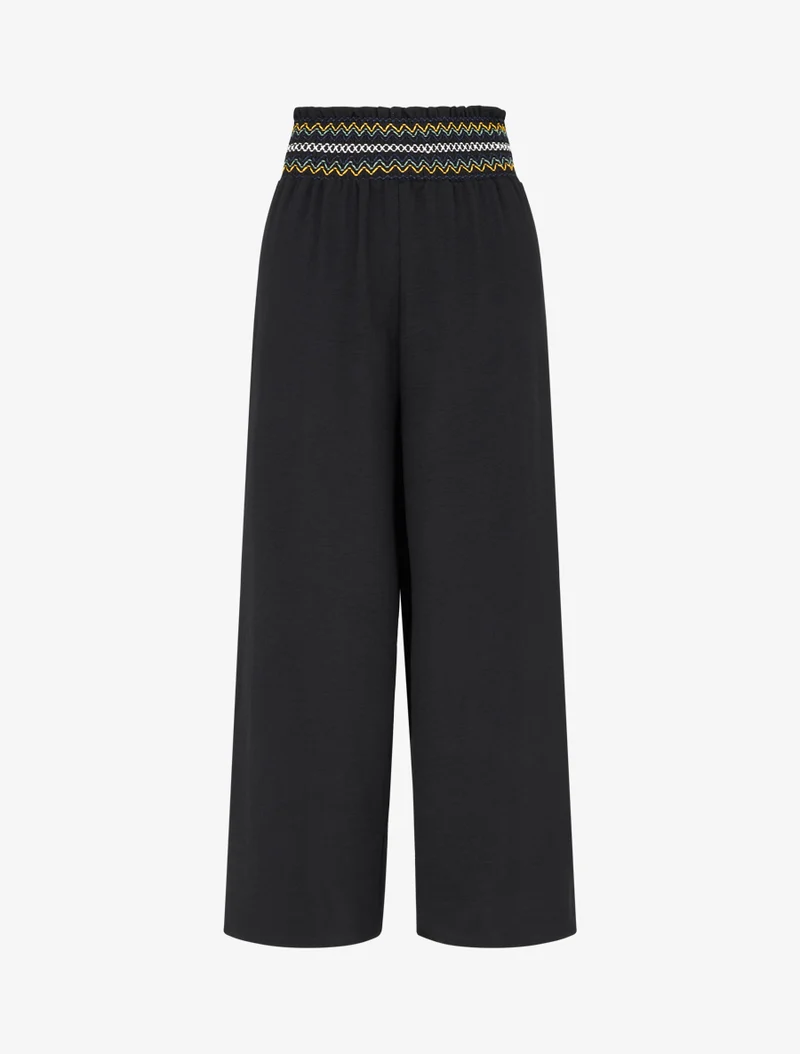 Gerade Hose mit elastischem, hohem Bund - Schwarz
