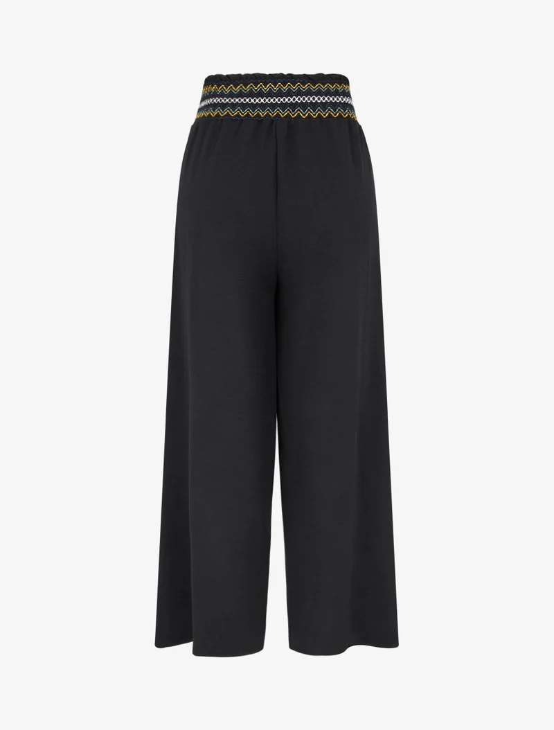 Gerade Hose mit elastischem, hohem Bund - Schwarz