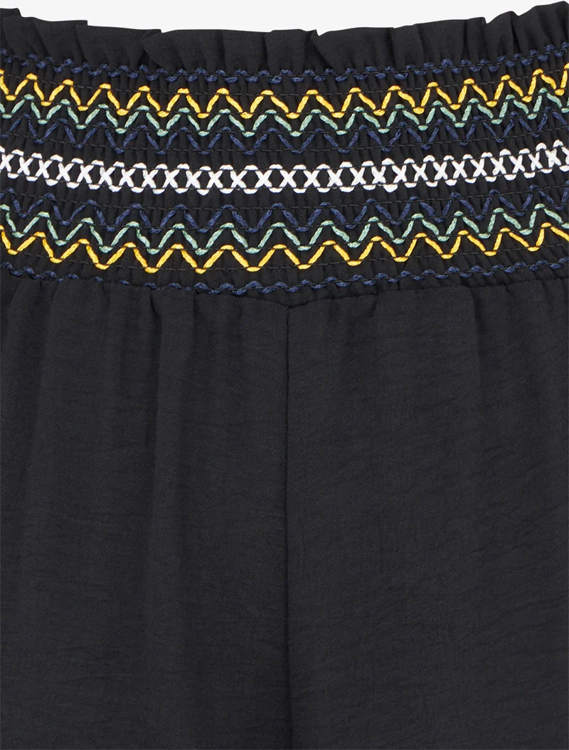 Gerade Hose mit elastischem, hohem Bund - Schwarz