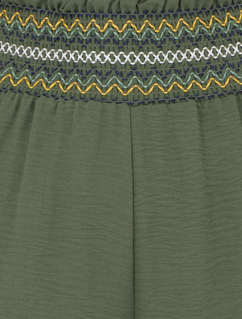 Gerade Hose mit elastischem, hohem Bund - Kaki