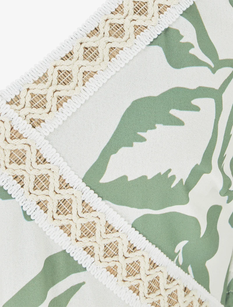 Geblümtes Kleid mit Stickereinsatz - Kaki