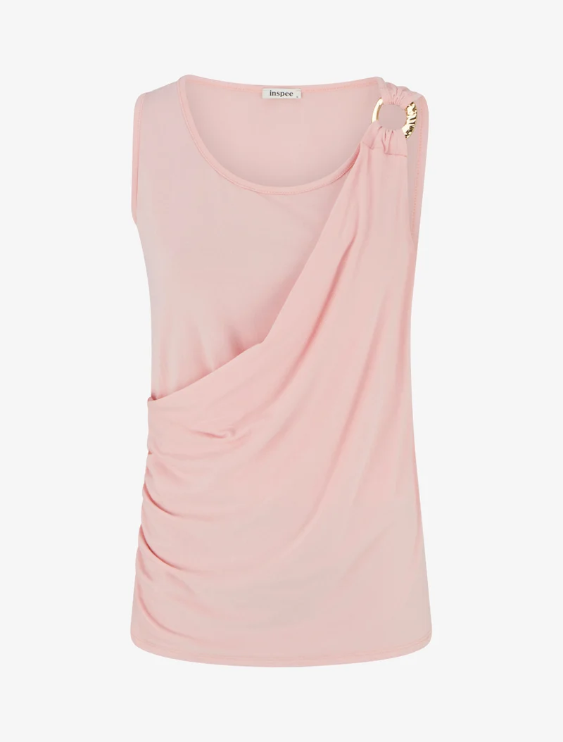 Ärmelloses Oberteil mit Drapierungseffekt und Schmuckträger. - Rose
