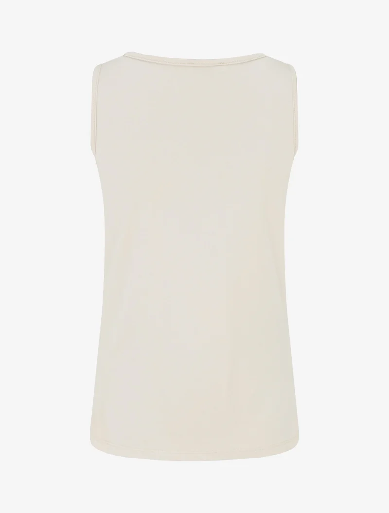 Ärmelloses Oberteil mit Drapierungseffekt und Schmuckträger. - Beige
