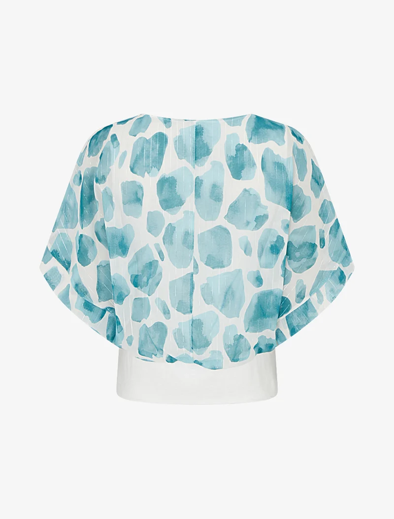 Giraffen-Print-Top mit irisierenden Streifen - Türkis