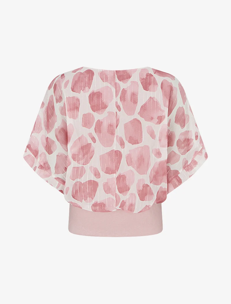 Giraffen-Print-Top mit irisierenden Streifen - Rose