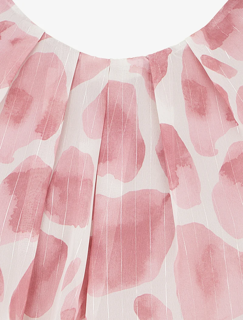 Giraffen-Print-Top mit irisierenden Streifen - Rose