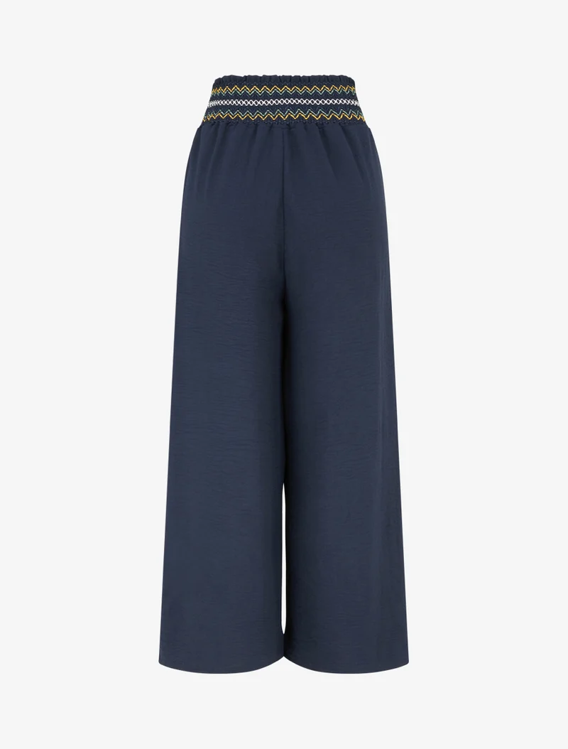 Gerade Hose mit elastischem, hohem Bund - Marine
