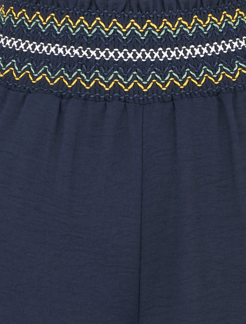 Gerade Hose mit elastischem, hohem Bund - Marine