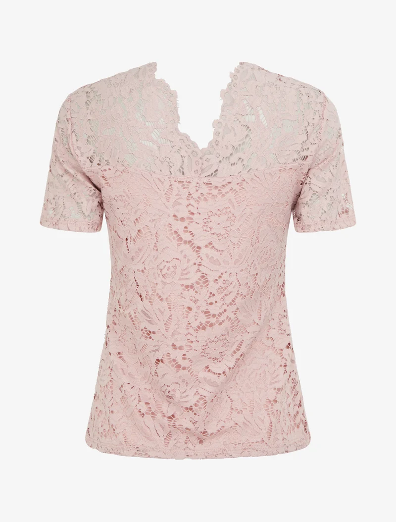 Spitzenoberteil mit kurzen Ärmeln - Rose